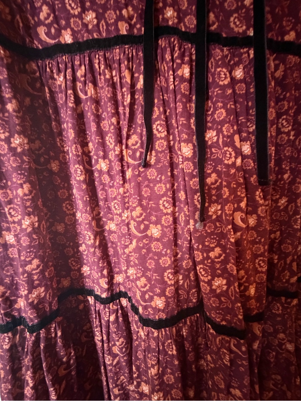 Bohme Women's Burgundy Tiered Boho Dress - - Picture 4 of 5